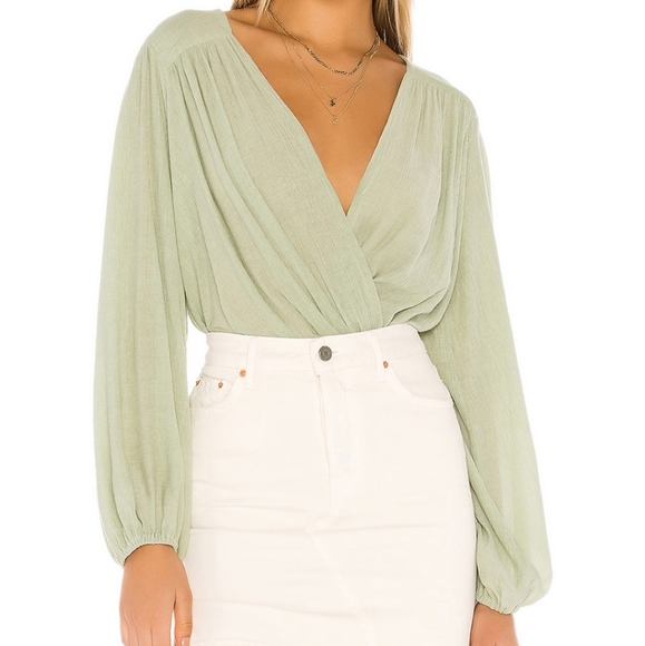 FREE PEOPLE FROSTED FERN FAUX WRAP TOP XS - Picture 3 of 10